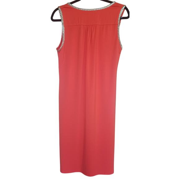 Joseph Ribkoff Orange Tank Dress Gold Braid on Collar Tensel Fabric Women's 8 - Picture 4 of 9